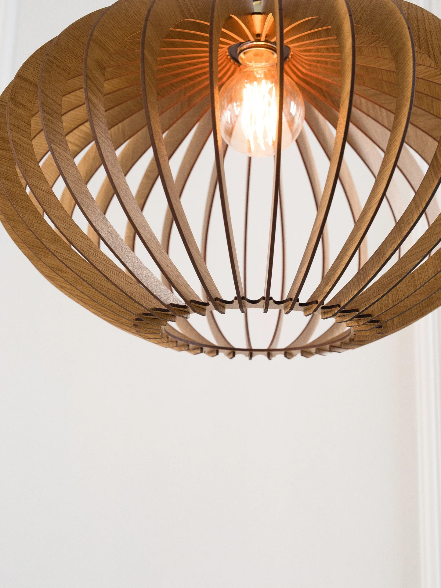 Wood Pendant Lamp, Handmade Wooden Light, Ceiling Fixture