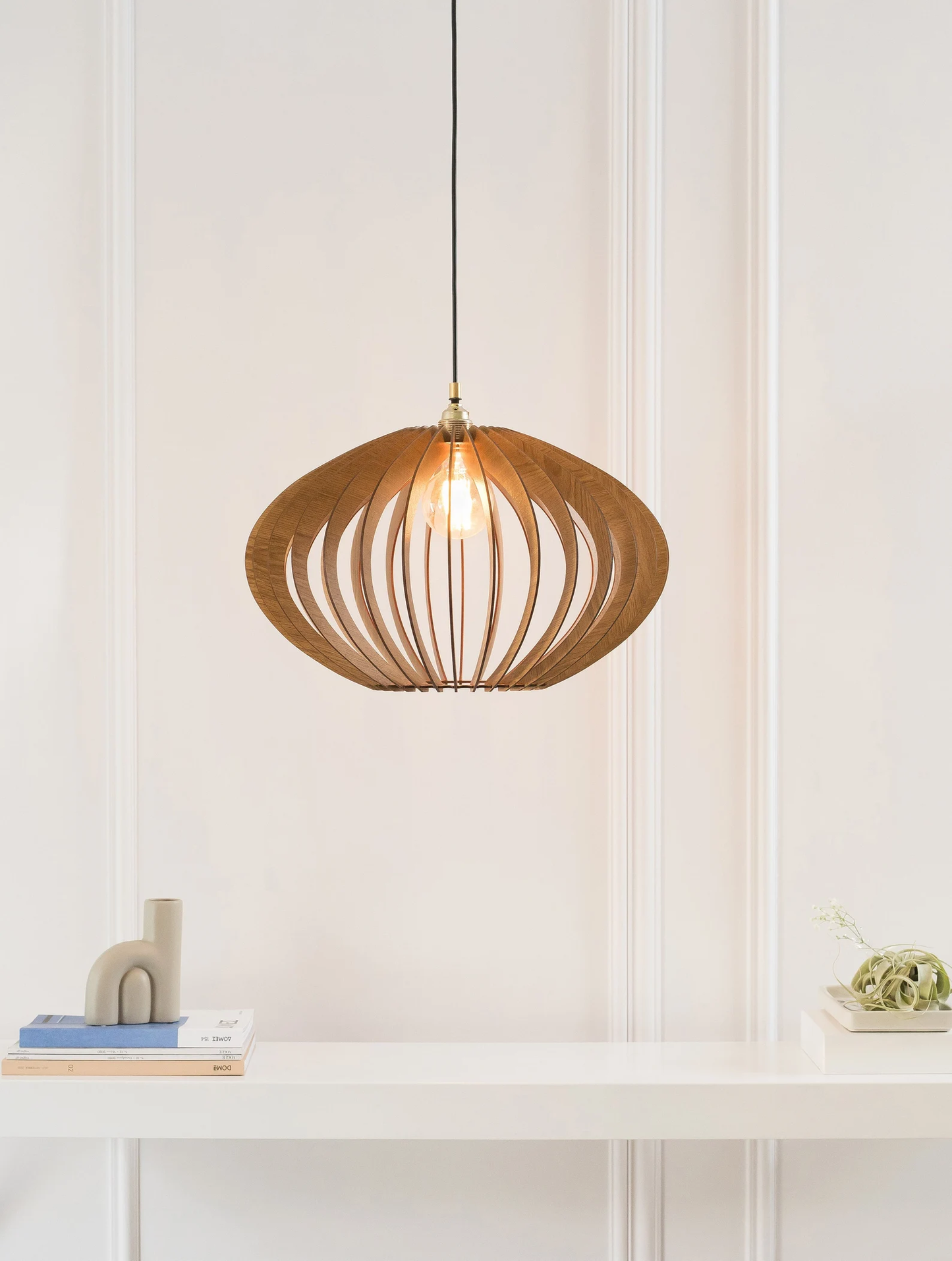 Wood Pendant Lamp, Handmade Wooden Light, Ceiling Fixture