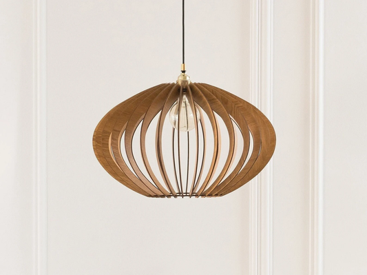 Wood Pendant Lamp, Handmade Wooden Light, Ceiling Fixture