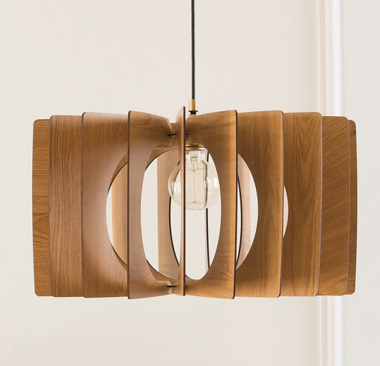 Wood Chandelier, Handmade Light, Kitchen Island, Mid Century Design